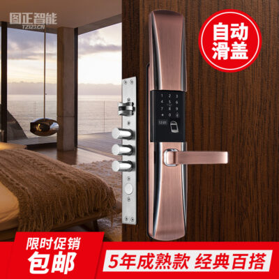 Khóa mật khẩu vân tay điện tử cửa chống trộm khóa thông minh nhà biệt thự nắp trượt bán tự động khóa vân tay thông minh bán buôn
