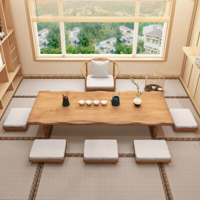 Bàn trà và ghế kiểu Nhật Bàn cà phê trải chiếu tatami bằng gỗ nguyên khối Bàn trà ngồi kiểu Trung Quốc mới Bàn trà dải dài Zen bàn thấp bàn cửa sổ bay Bàn Kang