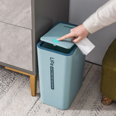 Thùng rác khe hẹp có thể rạch hộ gia đình kiểu máy ép phẳng hình chữ nhật ống nhà bếp băng hẹp nhỏ nắp nhà vệ sinh giỏ đựng giấy vệ sinh