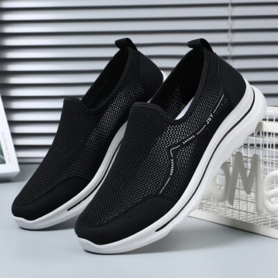 Nam Mùa Hè Thoáng Khí Giày Lưới Rỗng Nhà Máy Bán Hàng Trực Tiếp Giày Đế Mềm Thoáng Khí Lười Slip On Bố Giày
