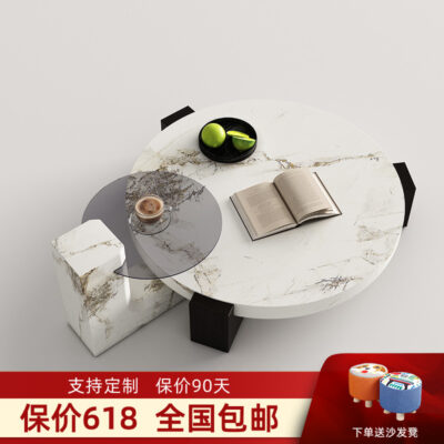 Bàn cà phê bằng đá cẩm thạch tối giản của Ý phòng khách nhà thiết kế theo phong cách kết hợp cao và thấp bàn cà phê Bàn trà đẹp cao cấp cạnh bàn
