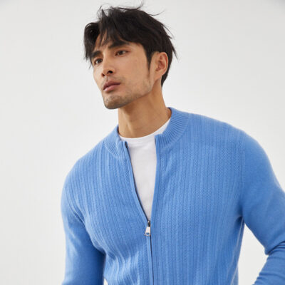 Mùa thu và mùa đông mới của nam giới nửa cao cổ áo len dệt kim cashmere dày của nam giới dệt kim dây kéo áo khoác thể thao áo khoác len