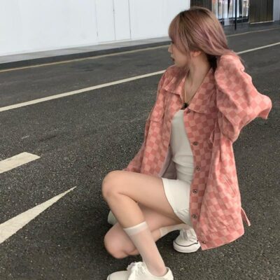 Kẻ caro Áo khoác denim nữ đầu mùa thu phiên bản Hàn Quốc phù hợp với tất cả các trận đấu