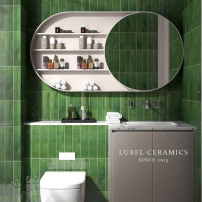 Bán buôn Liubei retro Pháp dải màu xanh lá cây gạch phòng tắm ban công nhà hàng gạch tường nhà bếp gạch nhà vệ sinh