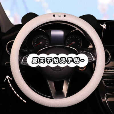 Xe Ô Tô Hoạt Hình Bọc Vô Lăng Băng Lụa Gấu Dễ Thương Thoáng Khí Ô Tô Chống Trượt Tay Cầm Bao Mùa Hè Nội Thất Ô Tô Vật Dụng