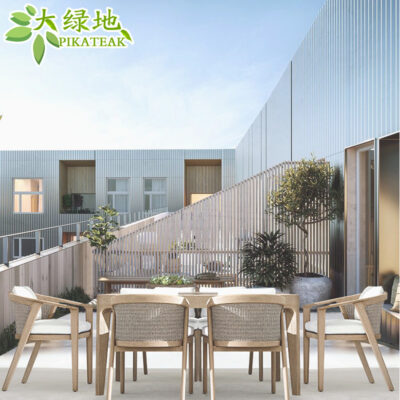 Bàn ghế ngoài trời bằng gỗ tếch FSC Bàn trong sân gỗ làm bàn ghế khách sạn cũ ngoài trời sân vườn Bàn ghế mây gỗ chắc chắn