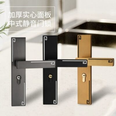 Trung Quốc Mới Phong Cách Cửa Đen Chắc Chắn Cửa Gỗ Phòng Ngủ Phòng Khóa cửa Hút Từ Nhà Tắt Tiếng Cửa Vàng cổ 50 Ổ Khóa
