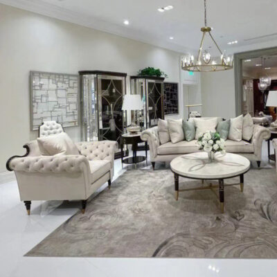 Ghế sofa ba người bằng gỗ sồi Everly kiểu Mỹ Meijia ins vải có khóa đẹp biệt thự sang trọng kết hợp cao cấp quy mô lớn