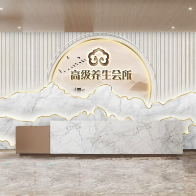 Giấy dán tường 3D bảo tàng sức khỏe ba chiều quầy lễ tân hình nền câu lạc bộ phòng trà phong cách Trung Quốc mới vải treo tường chọn tai cửa hàng quầy bar trang trí hình nền