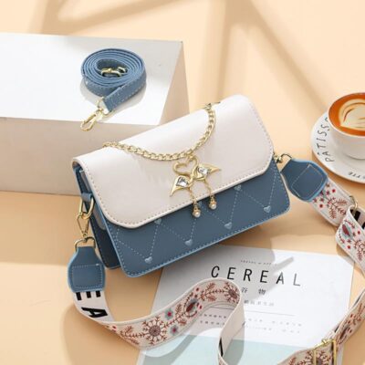 Mùa thu và mùa đông mới thêu tinh tế tình yêu túi vuông nhỏ túi xách nữ phong cách nước ngoài cảm giác thiên nga tương phản màu sắc cao cấp túi Messenger một vai