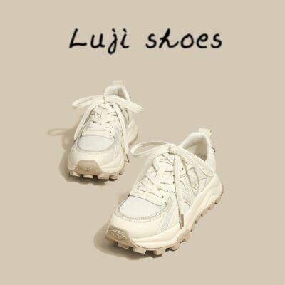Luji Da Bố Giày Nữ Mùa Hè 2023 Mới Dày-Đế Tăng Cao Nhỏ Trắng Giày Lưới Giày Thể Thao