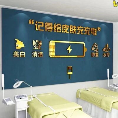 Thẩm mỹ viện trang trí bố trí phòng làm tóc quần áo cửa hàng nail lưới dán màu đỏ hội trường tường nền tường 3d