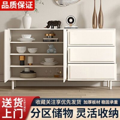 Tủ búp phê kiểu Pháp tối giản hiện đại phong cách kem phòng khách tủ để đồ tủ nhà bếp tủ chè thay đồ