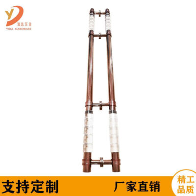 Bán buôn Evergrande Hotel Acrylic Crystal Tay nắm cửa Cửa kính Cửa gỗ Hoa hồng vàng Thép không gỉ Tay cầm ống tròn