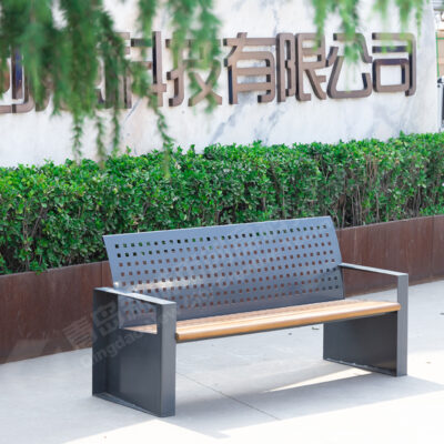 Ghế công viên ngoài trời ghế sau bằng thép không gỉ giải trí ngoài trời ghế dài trung tâm mua sắm đường phố cộng đồng ghế dài