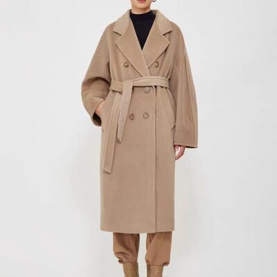 Pháp 2023 Cao Cấp Cashmere Áo Khoác Nữ Mùa Đông 90% Len 10% Cashmere Khóa Sừng Len 2 Mặt 101801