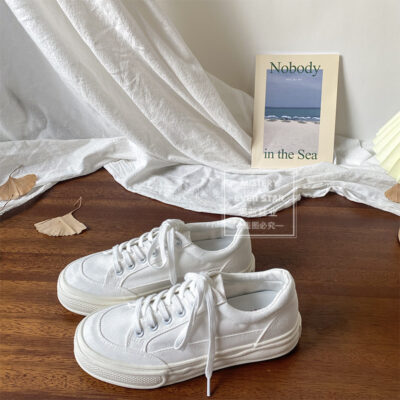 Giày vải đế dày tăng chiều cao cho nữ giày tan chảy mùa xuân 2023 mới thích hợp giày trắng phù hợp với mọi lứa tuổi MIS-542