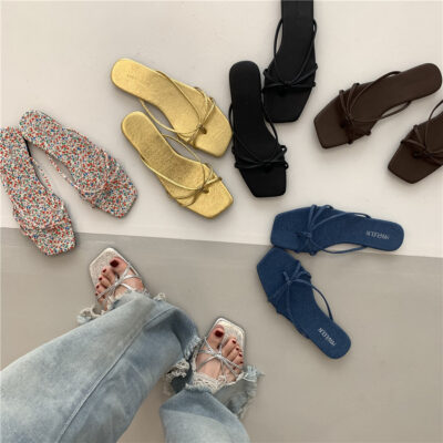 [SuDing] ins dép bạc mới mùa xuân và mùa hè đi dép xỏ ngón Giày nữ thích hợp cổ tích cổ điển của Pháp