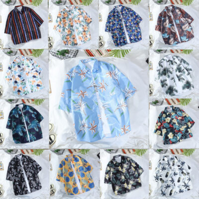 Áo sơ mi tay ngắn họa tiết hoa Nhật Bản phong cách retro Hawaii dành cho nam và nữ cùng phong cách học sinh phù hợp với áo sơ mi dáng rộng đi biển triều
