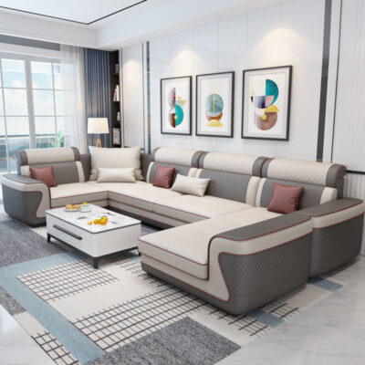 Sofa vải công dụng đông hè đơn giản hiện đại phòng khách lớn nhỏ công nghệ vải có thể tháo rời giặt được Sofa góc chữ U