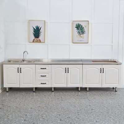 Tủ bếp đơn giản inox tích hợp hộc tủ locker tiết kiệm gia đình tủ bếp tủ chậu rửa