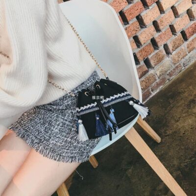 Phong Cách Dân Tộc Túi Mùa Hè Mới Túi Tua Rua Vải Xô Dây Xích Túi Messenger Mini Hoang Dã Nàng Tiên Túi