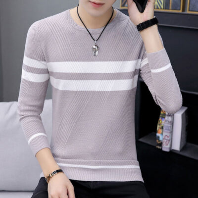 Áo Len Nam Cổ Tròn Áo Len Dệt Kim Nam Mùa Xuân Và Mùa Thu Phong Cách Hàn Quốc Ôm Mỏng Phần Áo Sơ Mi Trẻ Trung Có Đáy