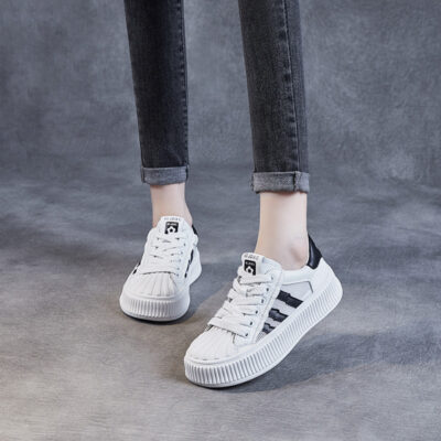 Shell Head Giày Nữ Da Sneakers Nữ 2023 Mới Lưới Thoáng Khí Thể Thao Thường Ngày Đáy Dày Giày Trắng Nhỏ Thời Trang Nữ