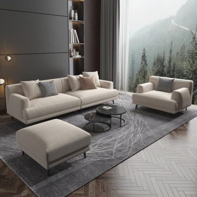 Căn hộ nhỏ tối giản hiện đại có thể tháo rời và có thể giặt được sofa vải phòng khách lưới vải lanh cotton màu đỏ kết hợp sofa Bắc Âu