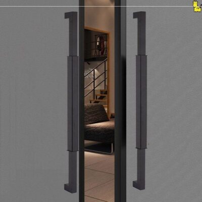 Tay nắm cửa kính inox ống vuông sang trọng khung văn phòng khách sạn Tay nắm cửa trượt hiện đại đơn giản