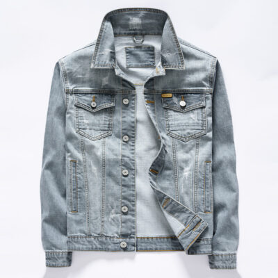 Áo khoác denim phong cách Hàn Quốc đẹp trai áo khoác denim nam trẻ trung phù hợp với tất cả áo khoác denim nam hàng đầu mùa xuân