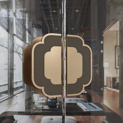 Tay nắm cửa kiểu Trung Quốc tay nắm cửa kính bằng đồng cổ toàn bộ ngôi nhà lan can cửa ẩn Tay nắm cửa hình bán nguyệt kiểu Trung Quốc