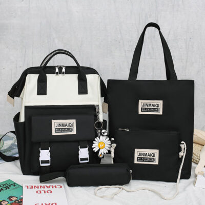 Cặp học sinh bốn mảnh nữ học sinh tiểu học trong khuôn viên gió mát mẻ nhỏ tươi trẻ trung học cơ sở ba lô sức chứa lớn