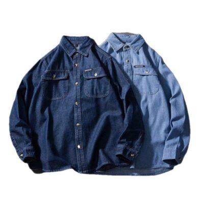 Mùa xuân và mùa hè dài tay áo sơ mi denim nam áo khoác sơ mi chống nắng quần áo trẻ trung cộng với kích thước quần áo làm việc