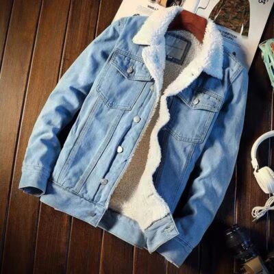 Mùa đông retro cộng với áo khoác denim nhung nam trẻ trung phong cách Hàn Quốc áo khoác dày xu hướng hàng đầu quần áo cotton xuất khẩu cỡ lớn