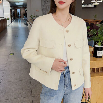 Chống mùa giải phóng mặt bằng áo khoác len ngắn nhỏ của phụ nữ gió nhỏ thơm len cashmere hai mặt áo khoác len ngắn