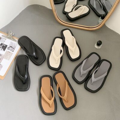 Dép xỏ ngón nữ thời trang mùa hè dép xỏ ngón nam chống trượt đôi dép đế bằng và dép đi trong nhà mang giày đi biển phong cách hàn quốc triều