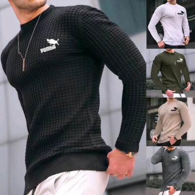 Mùa xuân, mùa thu và mùa đông nam cổ tròn xuất khẩu thương mại nước ngoài chạm đáy áo len dệt kim bông mỏng ca rô áo thun hàng đầu các nhà sản xuất hàng đầu tại chỗ