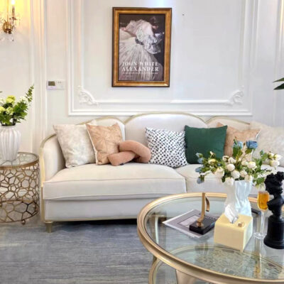 Ghế sofa sang trọng đẹp của Mỹ kết hợp hiện đại tối giản sofa cánh hoa gỗ rắn căn hộ lớn và nhỏ biệt thự phòng khách sofa gỗ sồi