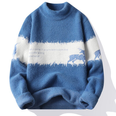 Một Nửa Áo Len Cao Cổ Nam Mùa Thu Đông Hợp Thời Trang Rời Dệt Kim Nam Hợp Thời Trang Thương Hiệu Dày Ấm Thanh Niên Dưới Áo Sơ Mi