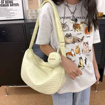 Mùa hè 2023 thời trang mới tất cả các trận đấu lưới bong bóng nhỏ tươi mát và đơn giản phong cách nước ngoài túi đeo vai cho nữ sinh viên