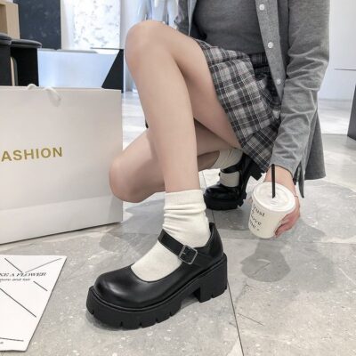 Mùa hè 2023 giày đồng phục jk mùa xuân và mùa hè Nhật Bản tăng chiều cao cho học sinh đáy dày Mary Jane giày đơn cổ điển cao gót Mary Jane Tiếng Anh