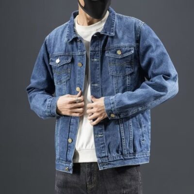 Áo khoác denim nam mùa xuân và mùa thu Phong cách Hàn Quốc Áo khoác giản dị mỏng và đẹp trai Áo khoác mùa thu và mùa đông Quần áo Quần áo nam hợp thời trang