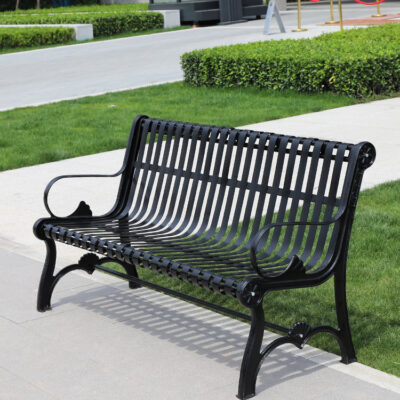Ghế công viên ngoài trời băng ghế dự bị bằng sắt rèn ghế giải trí tựa lưng đôi kim loại cộng đồng ghế sân vườn ngoài trời
