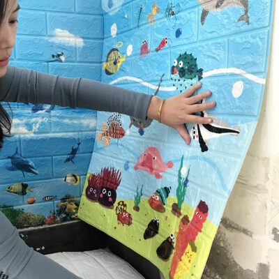 Giấy Dán Tường Phòng Trẻ Em Tự Dán Hoạt Hình Cậu Bé Hoạt Hình Chủ Đề Túi Mềm Xốp Chống Thấm Nước Decal Dán Tường Ba Chiều 3D Nhà Giấy Dán Tường