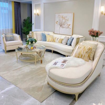 Kiểu Mỹ nhẹ nhàng sang trọng sofa gỗ đặc phòng khách kết hợp sofa vải Pháp đơn giản châu Âu cuốn sách nhỏ màu đỏ nội thất phong cách kem màu đỏ