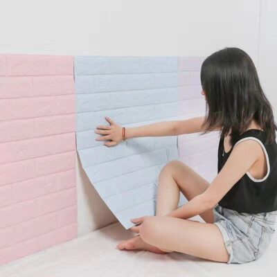 Dán tường 3D giấy dán tường ba chiều chống va chạm nền túi mềm trang trí tường tự dính phòng ngủ bọt ấm trang trí tường