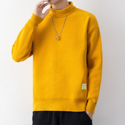 2022 Mới Áo Len Nam Mùa Đông Xu Hướng Thời Trang Thể Thao Cổ Cao Dày Ấm Áo Len Dệt Kim Thay Mặt