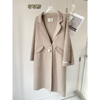 Bán buôn áo khoác cashmere màu hồng hai mặt mùa thu cảm giác tươi mát cô gái phong cách Hàn Quốc lười biếng dày rộng áo khoác len nữ ga độc lập