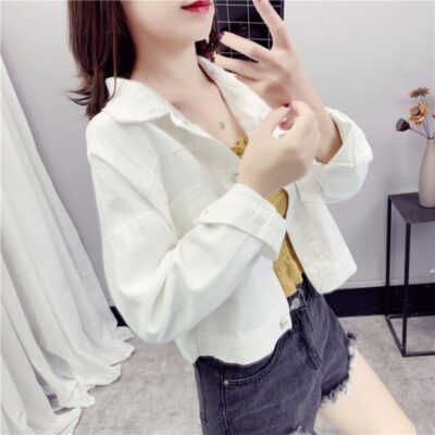 Mùa xuân của phụ nữ bông ngắn phần đầu mùa xuân hàng đầu denim áo khoác nữ sinh viên nhỏ dụng cụ áo khoác